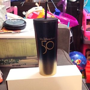 LIMITED EDITION Starbucks Disney World 50th Anniversary Black/Gold Silk Tumbler